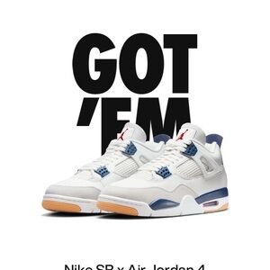 Nike SB x Air Jordan 4 White and Blue Sneakers